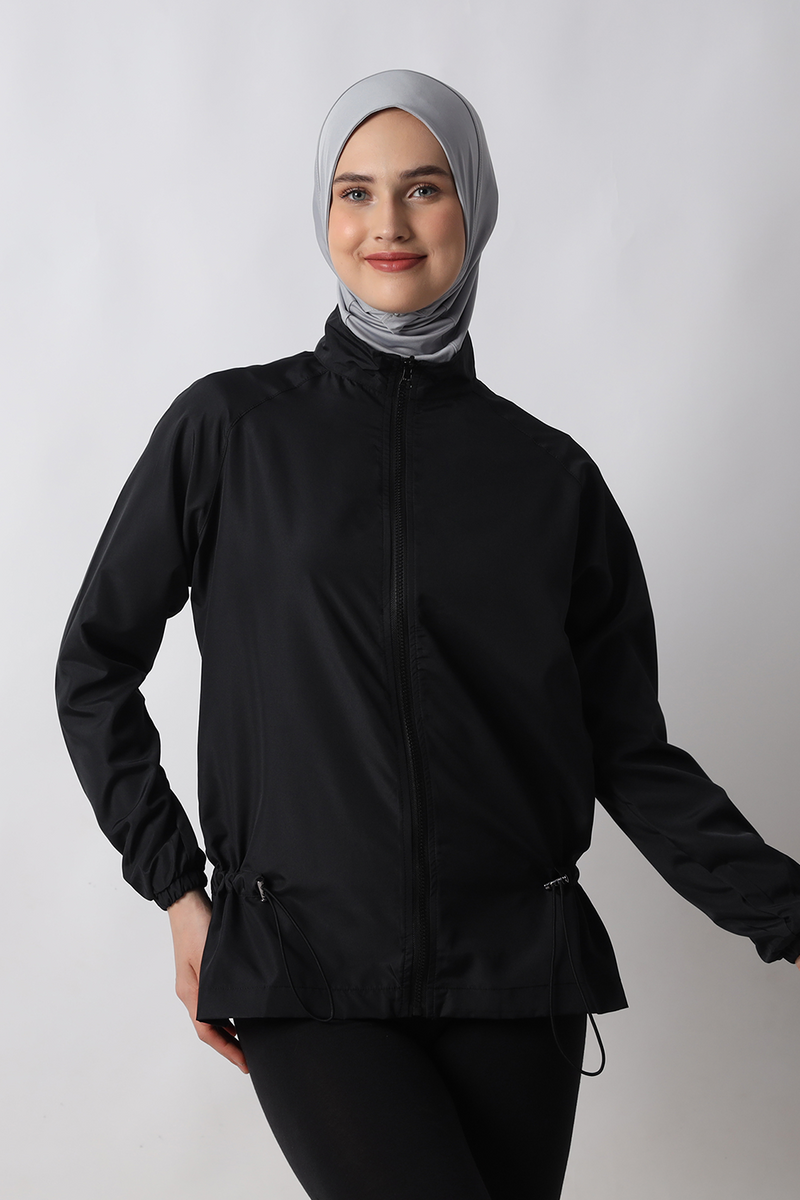 HIA Everywear Ajwa Jacket Olahraga Wanita Bahan Parasut - Black