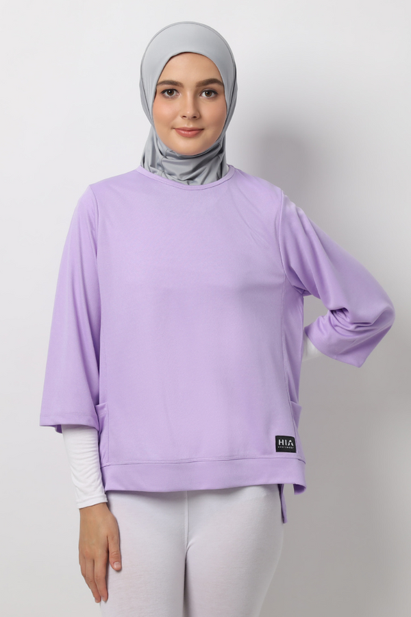 🎁 Rhenee Top Lengan 7/8 - Lilac (100% off)