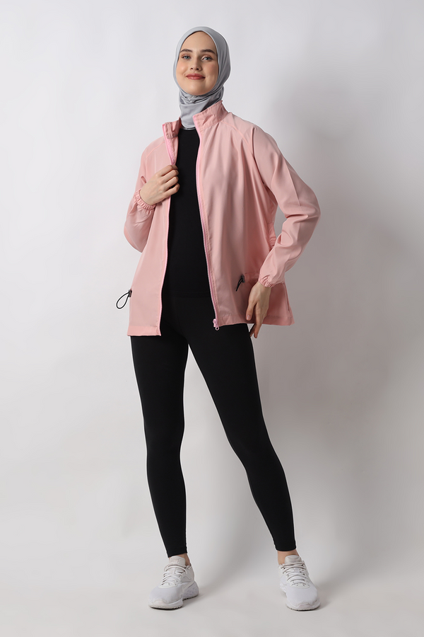 🎁 HIA Everywear Ajwa Jacket Olahraga Wanita Bahan Parasut - Pink (100% off)