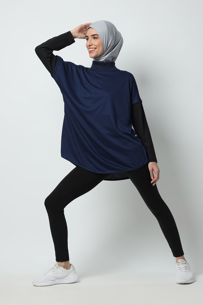 Nazafarin Oversized Top - Navy