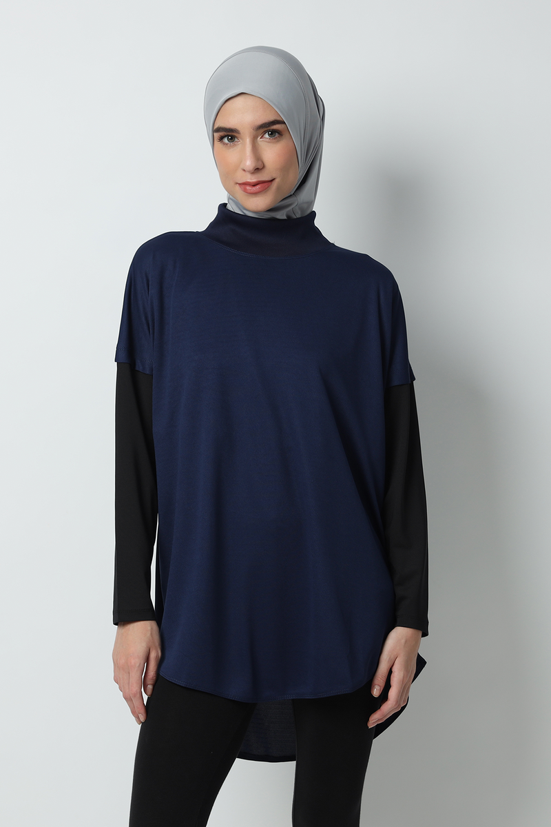 Nazafarin Oversized Top - Navy