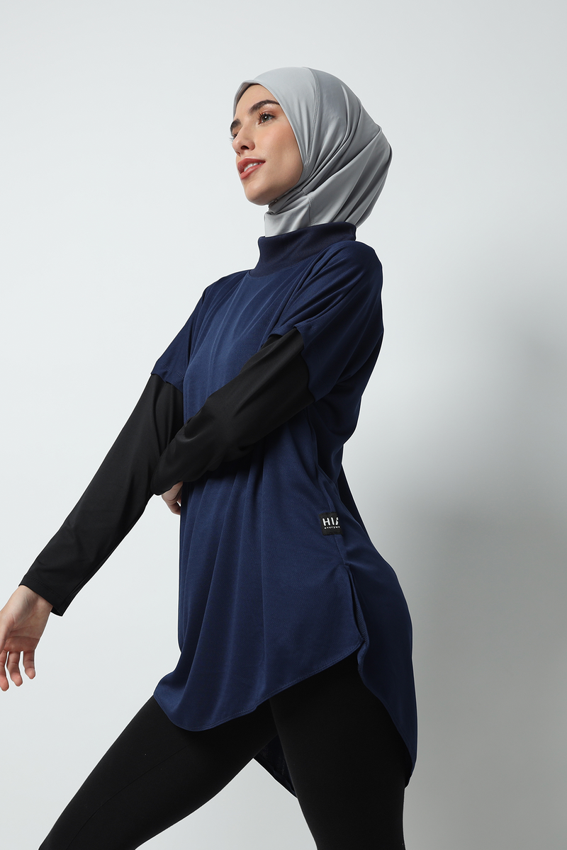 Nazafarin Oversized Top - Navy