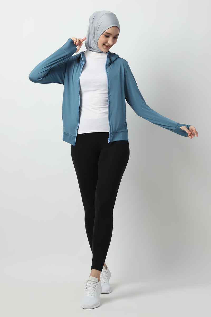 Deenara Jacket Olahraga Wanita Hacktive Fabric Premium - Blue Stone