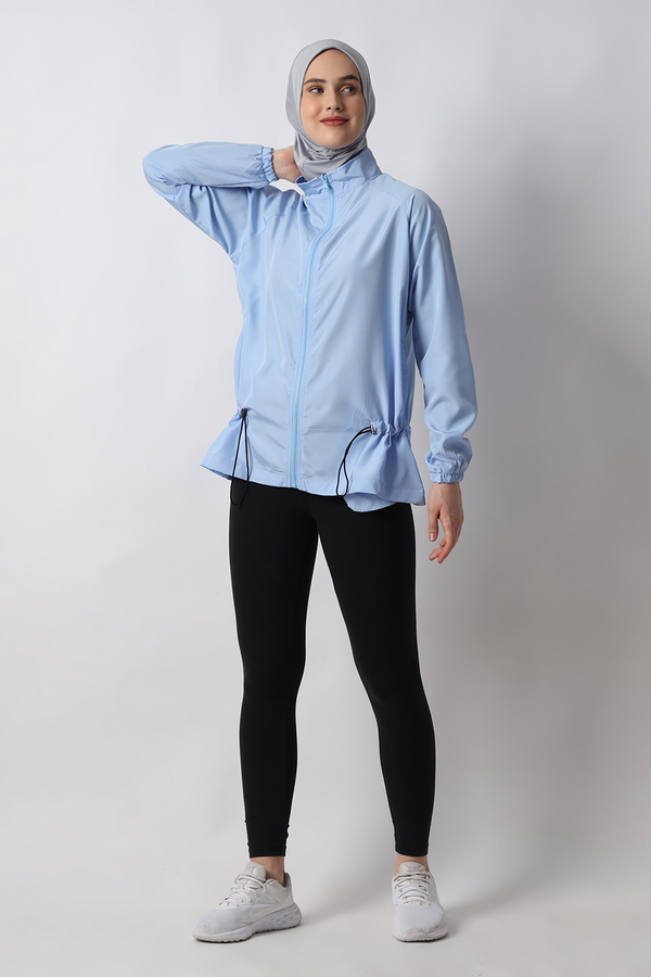 HIA Everywear Ajwa Jacket Olahraga Wanita Bahan Parasut - Blue