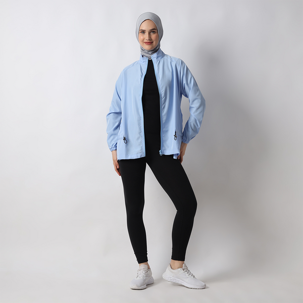 HIA Everywear Ajwa Jacket Olahraga Wanita Bahan Parasut - Blue