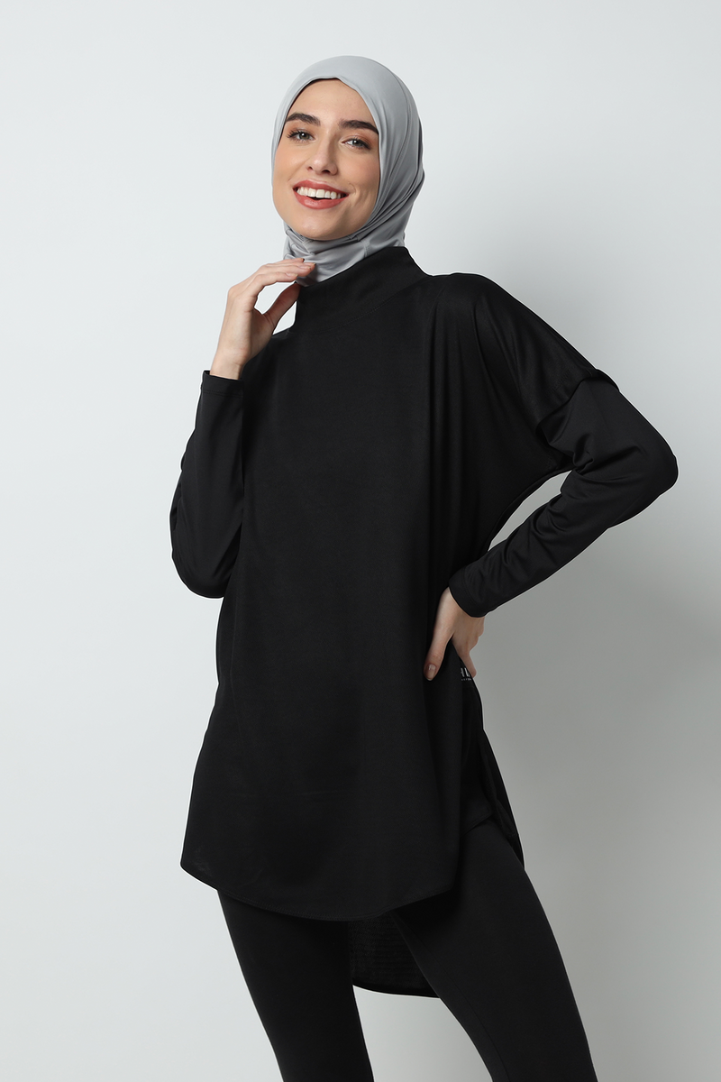 Nazafarin Oversized Top - Black