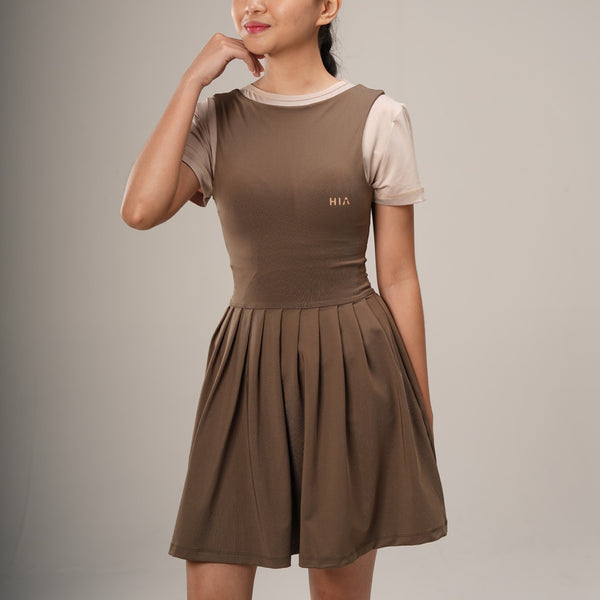 Nala Pleats Dress - Brown