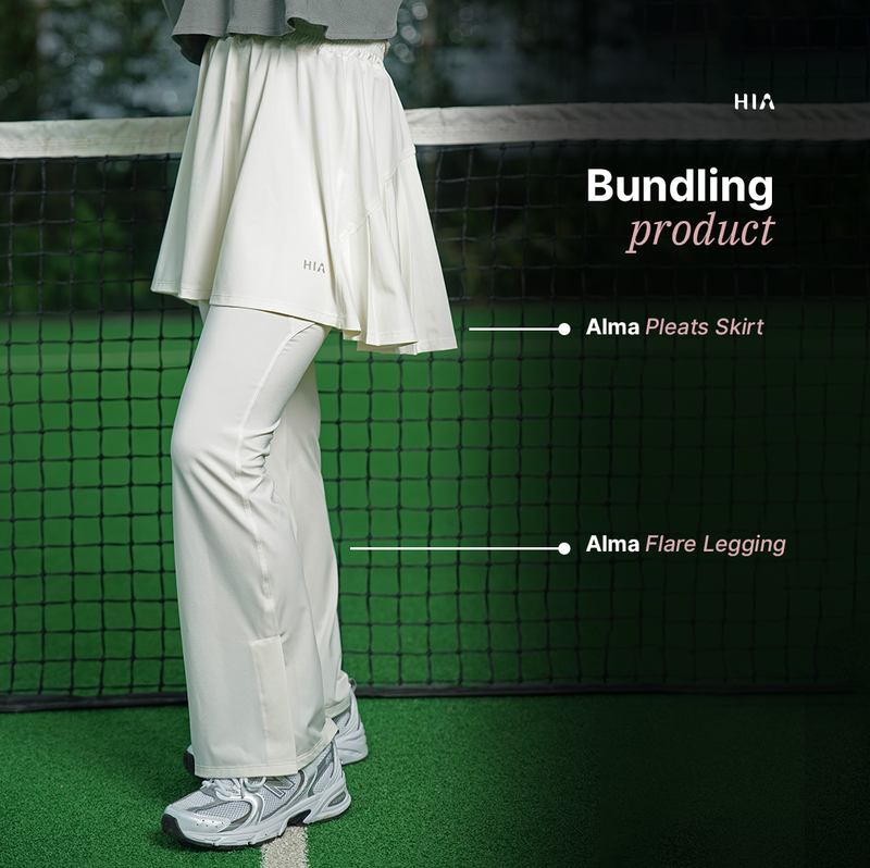 HIA Everywear Bundling Alma Flare Legging - Pleats Skirt Sport Wanita - Olive