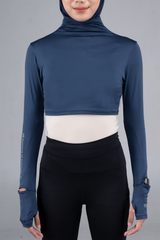 Kina Sport Turtleneck Manset Olahraga - Navy