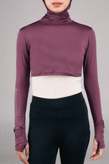 Kina Sport Crewneck Manset Olahraga - Plum