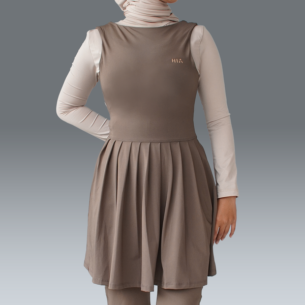 Nala Pleats Dress - Brown