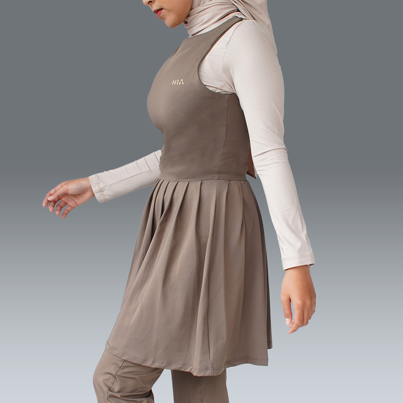 Nala Pleats Dress - Brown