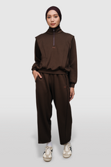 Nomi Half Zip Sport Sweater - Brown