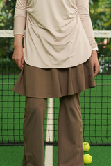 HIA Everywear Bundling Alma Flare Legging - Pleats Skirt Sport Wanita - Brown
