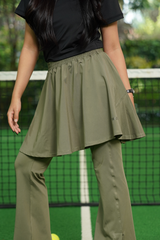 HIA Everywear Bundling Alma Flare Legging - Pleats Skirt Sport Wanita - Olive