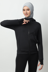 Deenara Jacket Olahraga Wanita Hacktive Fabric Premium - Black